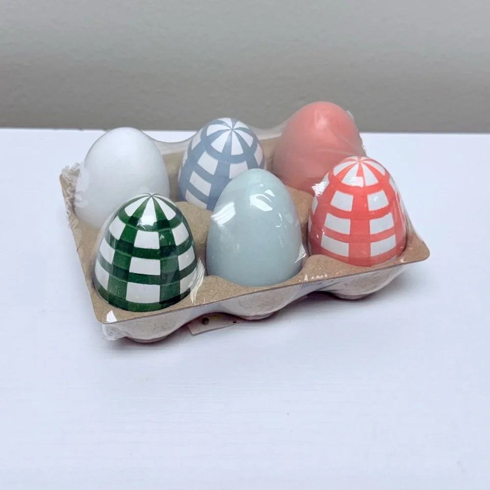 3 for $15 SALE Target Bullseye Set of 6 Wooden Eggs, Spring or Easter Decor
